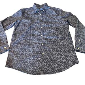 Chaps Mens Long Sleeve Button-Up Shirt blue Size Medium Stretch easy care